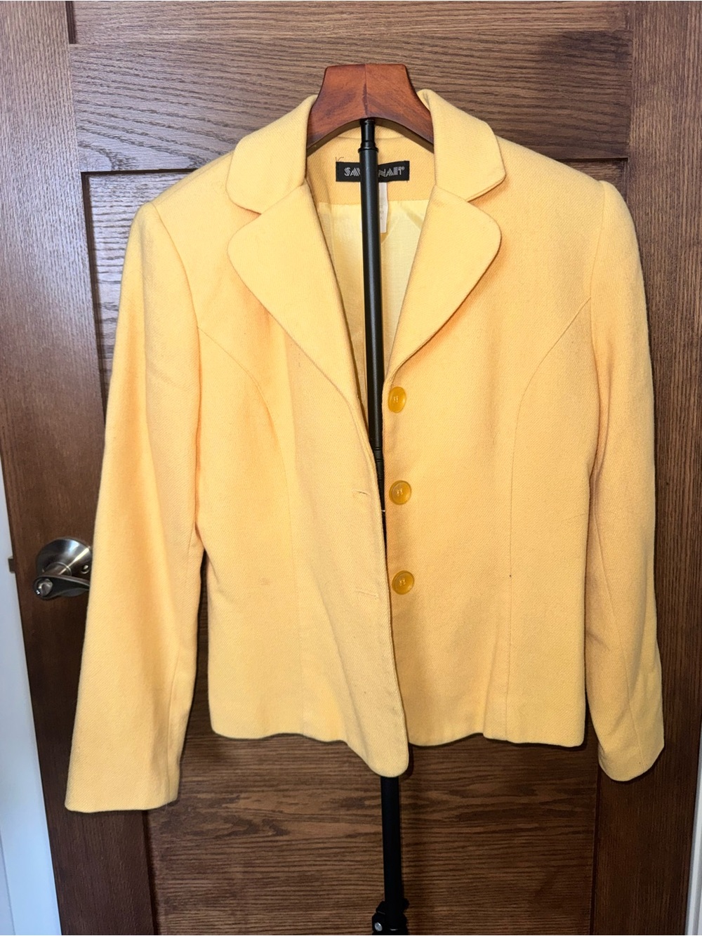 Vintage Yellow Wool Blazer Made in USA Size 6P